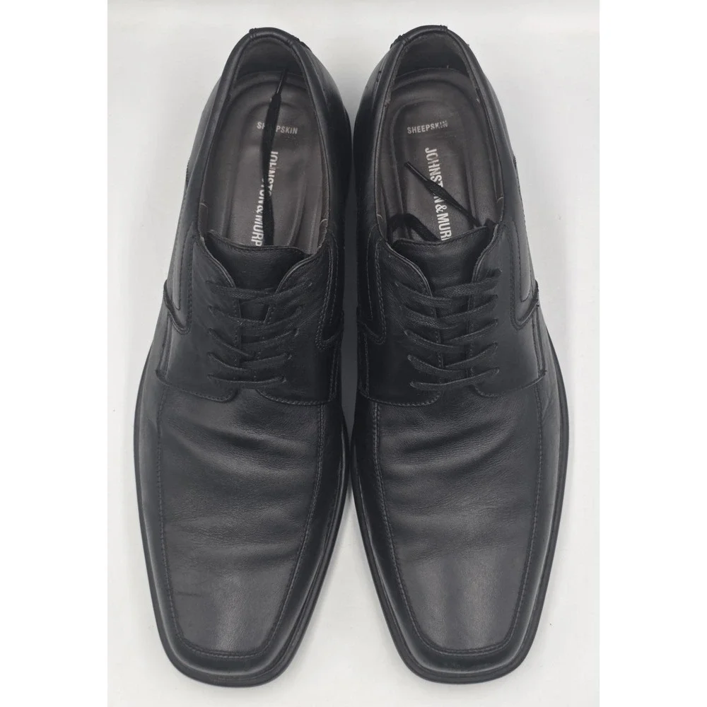 Johnston & Murphy J&M Flex Sheepskin Mens 11.5M Black Leather Oxford Shoes